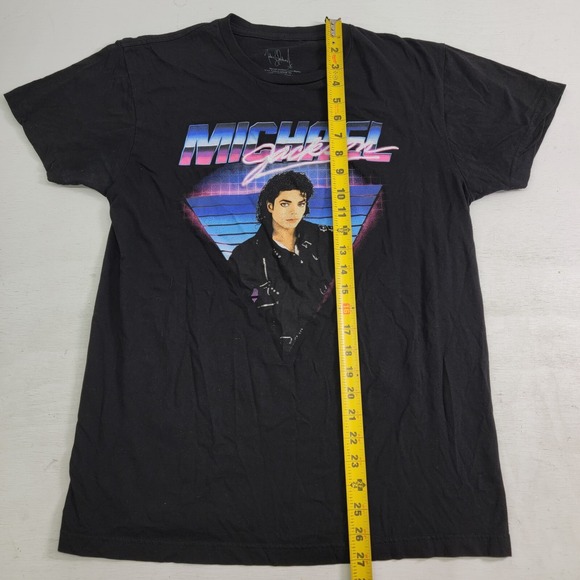 Michael Jackson Bad Neon Retro Black Short Sleeve Graphic T-Shirt Men's Sz M EUC - Picture 6 of 6
